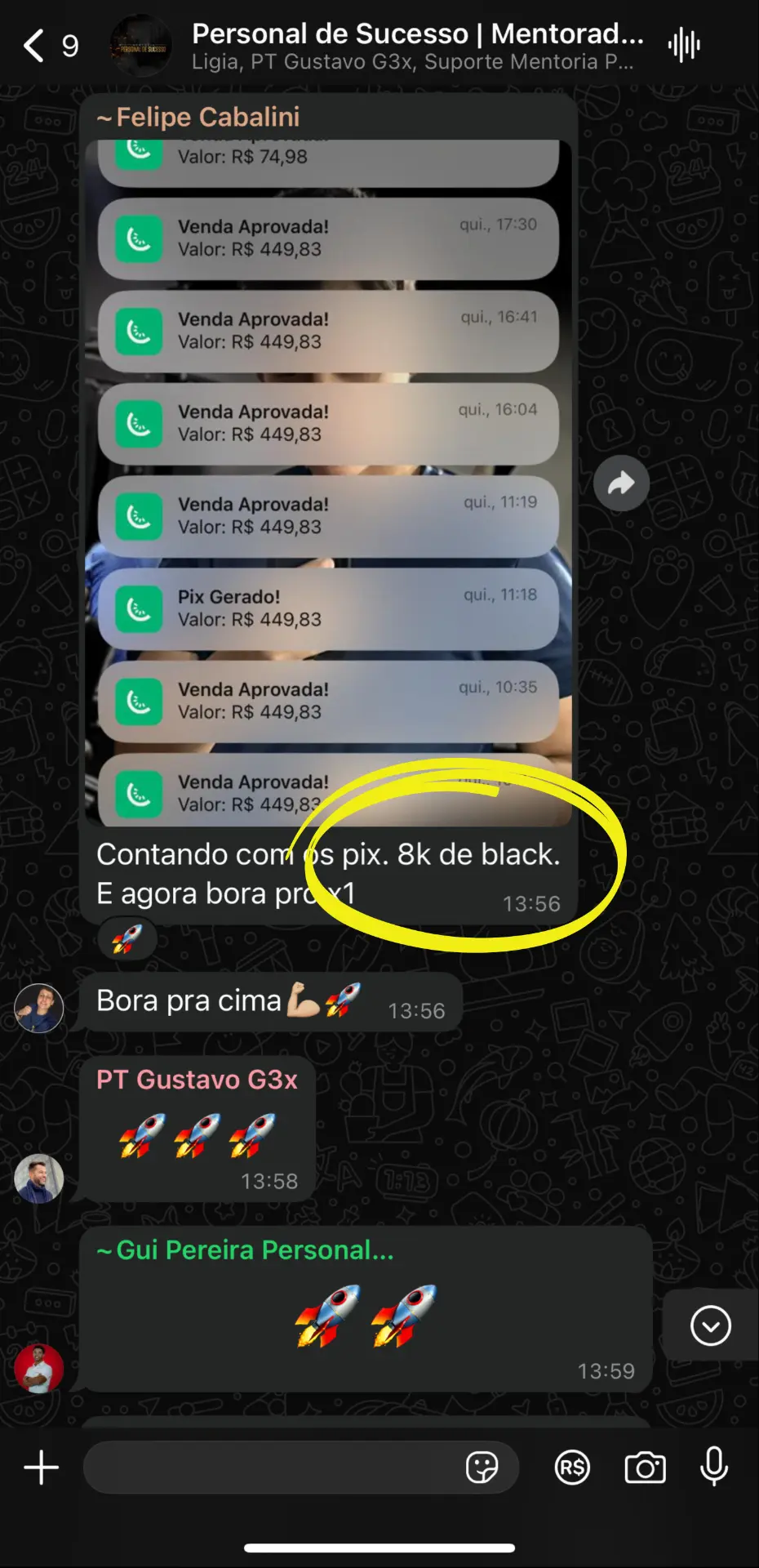 Print de várias notificações de venda aprovada somando 8 mil em um dia de Black Friday